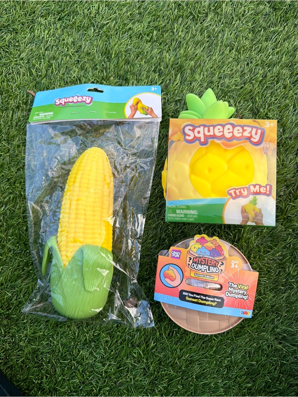 Yellow Corn & Pineapple Soft Squishy Toy Set and dumpling sunset edition